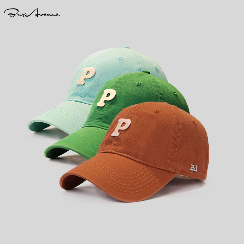 TRENDY BRAND BURE AVENUE DUCK TONGUE HAT P LETTER VERSATILE FACE SHOW SMALL SUNSHADE BASEBALL CAP MENS AND WOMENS CASUAL SUNSCREEN