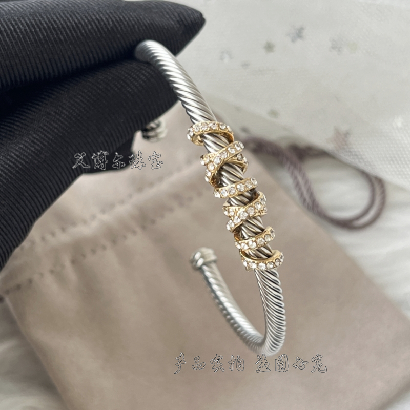 DAVID YURMAN FASHION POP 5A ZIRCON TWISTED LINE OPEN BRACELET WISH EBAY