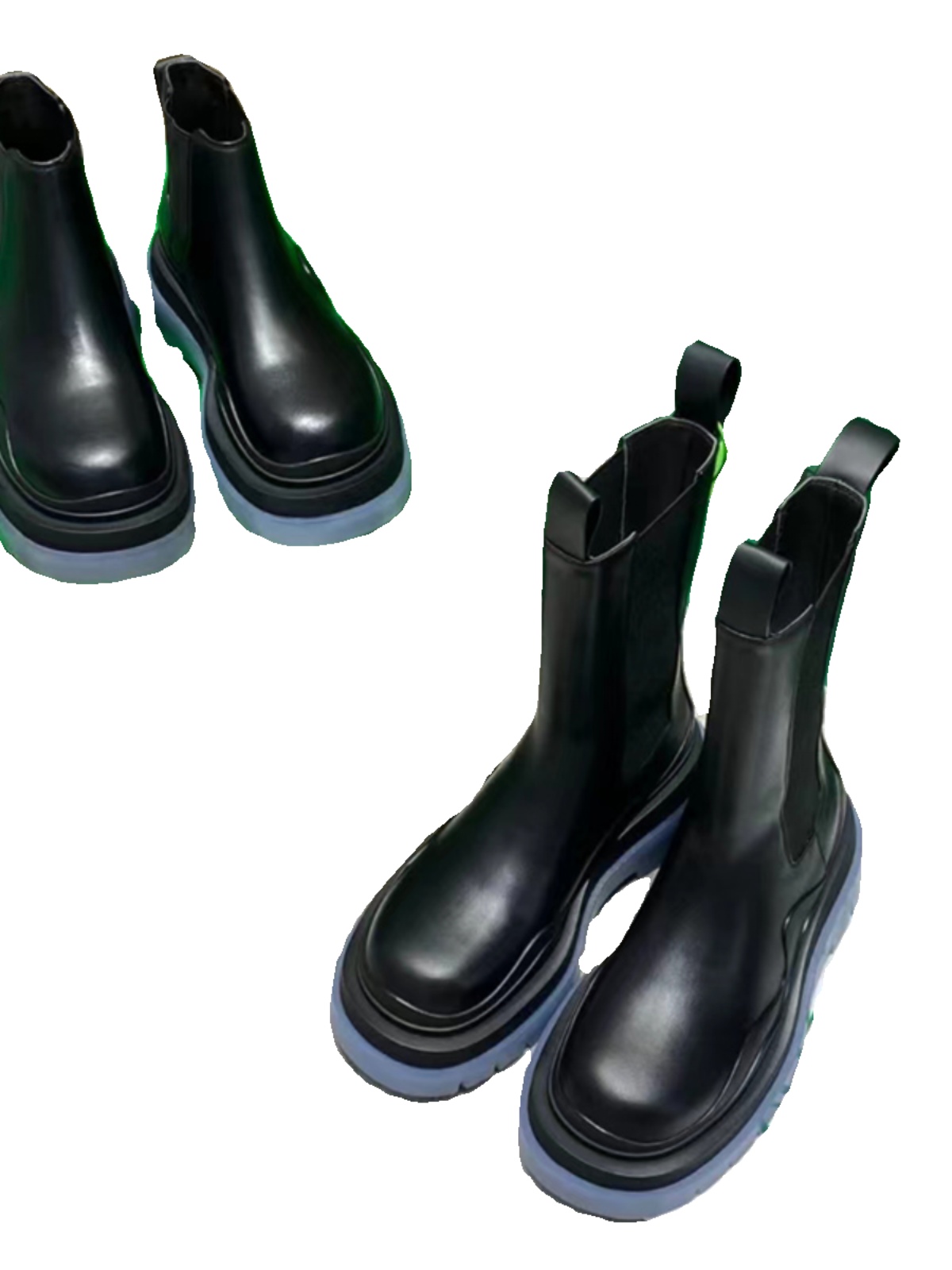 BA. BV MARTIN BOOTS WOMENS MONA SAME LEATHER BOOTIES THICK-SOLED HEIGHTENED CHELSEA BOOTS MENS MID-BARREL CIGARETTE BOOTS