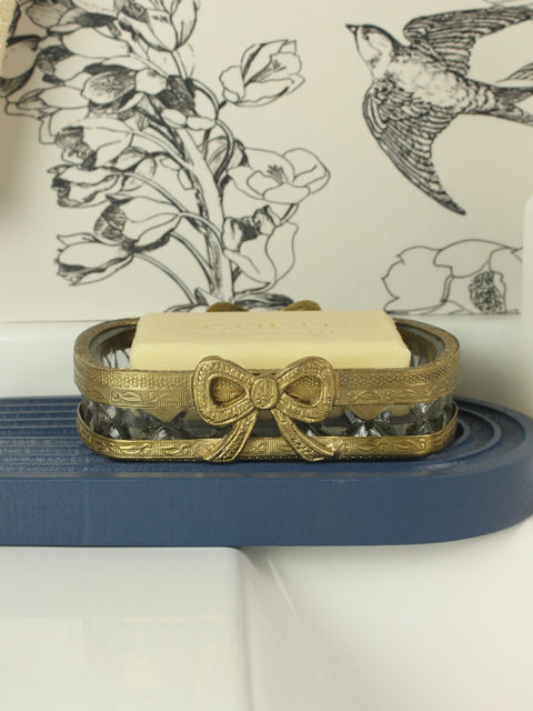 Imported brass glass soap box Nordic retro creative soap box Bathroom storage European luxury soap box American style