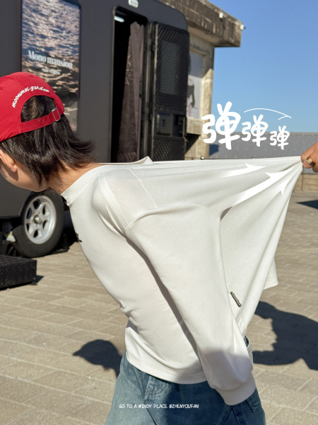 男童卫衣长袖T恤白色打底衫早秋2026新款大童儿童男孩上衣服穿搭 — 2