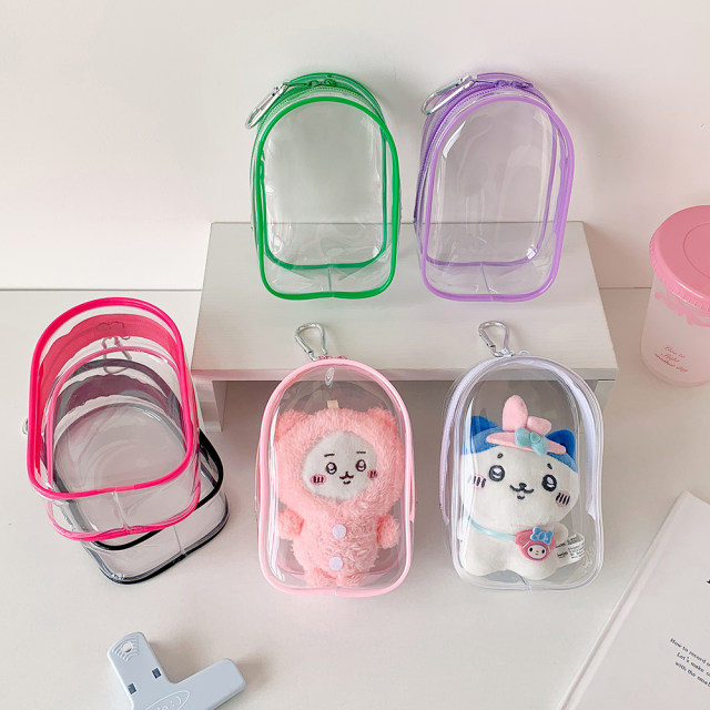 Girls three-dimensional 10cm doll storage bag large candy color transparent baby walking bag student bars pendant pain bag