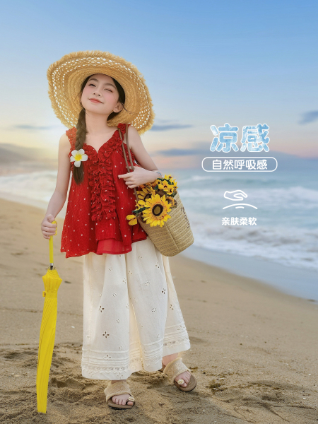 66公主童装女童吊带T恤夏薄款2026新款女孩甜美度假风洋气上衣潮 — 2