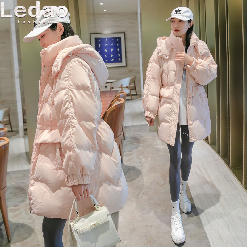 2024 NEW WINTER SIMPLE DESIGN NICHE WAIST LOOSE EXPLOSIVE WOMENS SHORT DOWN JACKET WHITE DUCK DOWN WHITE