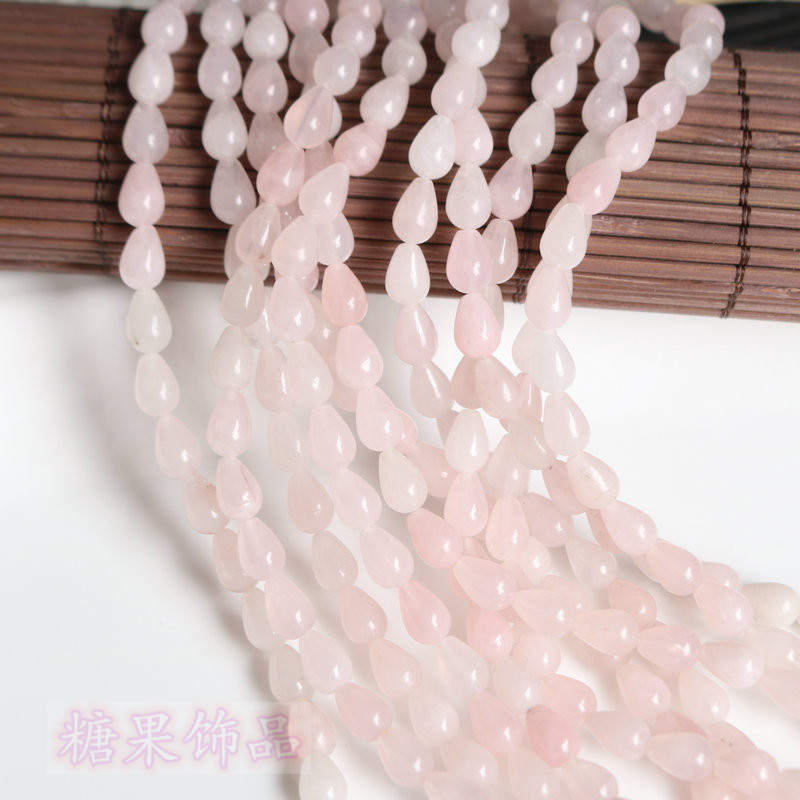 NATURAL PINK CRYSTAL STRAIGHT HOLE ROUND WATER DROP THREE BEADS HAIRPIN HOSTA FLOWER STEP SHAKE HANDMADE MATERIALS DIY JEWELRY ACCESSORIES