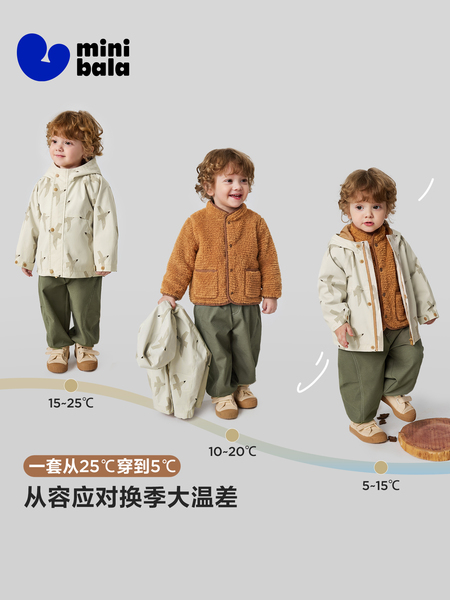 [勇气小软皮]迷你巴拉男女童儿童外套防泼水毛绒内胆三合一2026秋 — 2