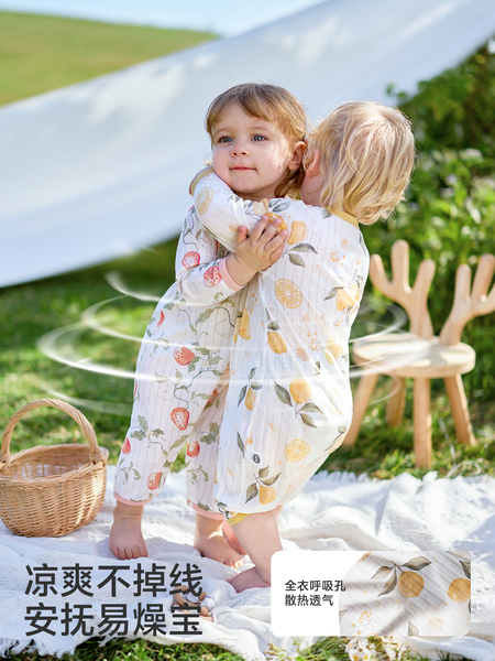 欧孕[果冻凉]婴儿衣服夏季薄款纯棉连体衣宝宝长袖睡衣哈衣空调服 — 5