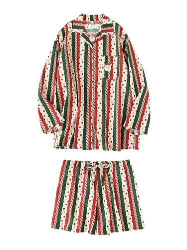 Ретро рубашка, пижама, хлопковый брендовый комплект подходит для мужчин и женщин для влюбленных, французский стиль