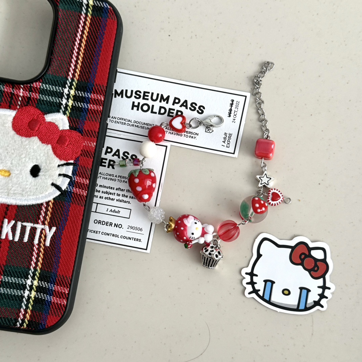 [NOV.66 HANDMADE SHOP]HELLO KITTY BEADED BRACELET ORIGINAL NICHE BIRTHDAY GIFT JEWELRY DIY
