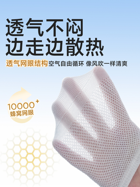 尼多熊婴儿纯棉袜子夏季薄款a类儿童船袜宝宝男童短袜透气女网眼 — 3