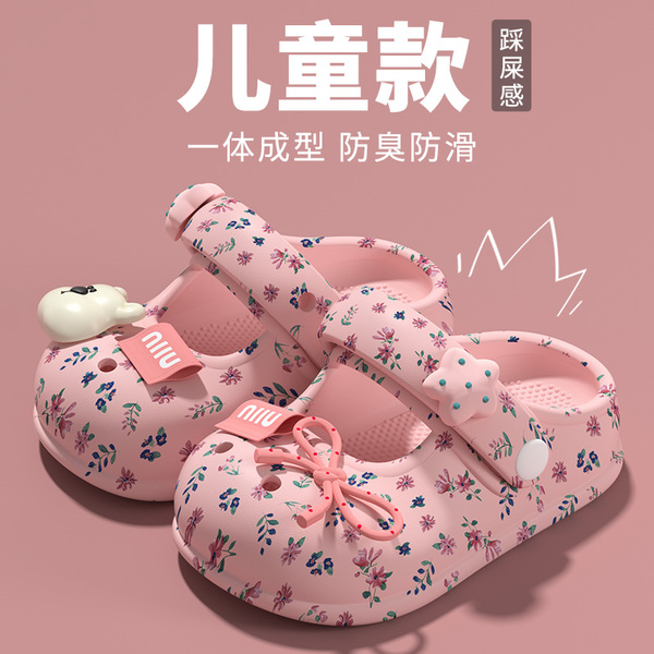 2026新款儿童沙滩凉鞋玛丽珍洞洞鞋女童夏季碎花蝴蝶结女孩公主鞋 — 4