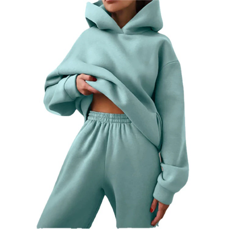 ЖЕНЩИНЫ надпись SweatshiRT Hooded TROUSERS TWO-PIECE SET