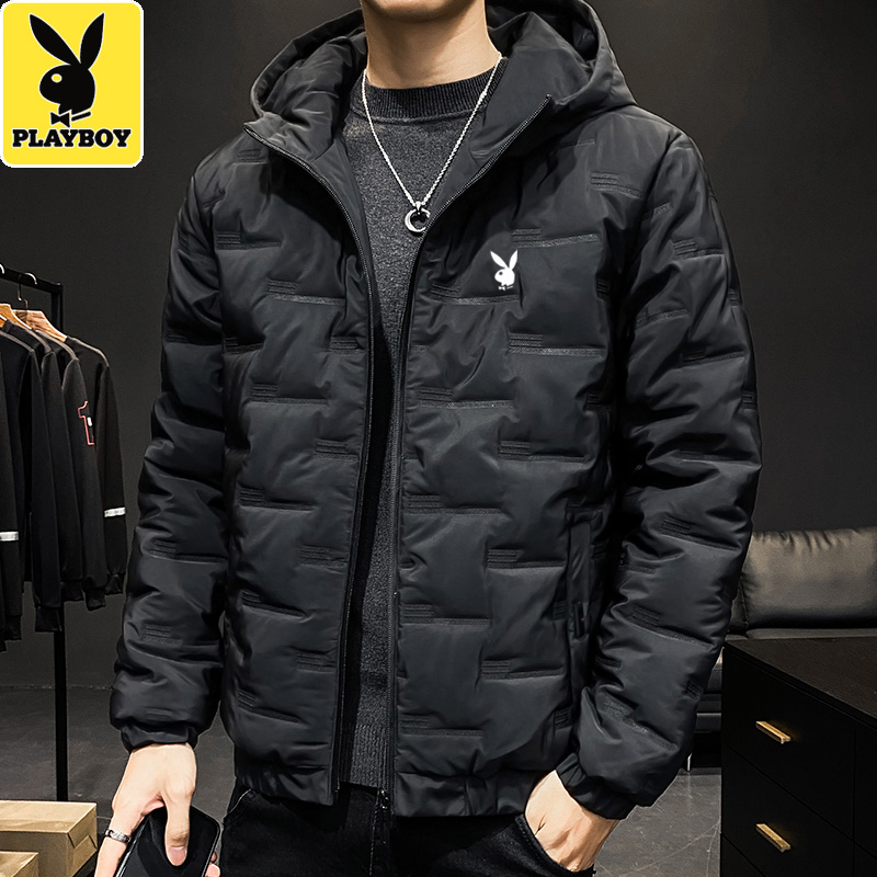 PLAYBOY DOWN JACKET MENS SHORT TRENDY BRAND COTTON JACKET 2023 AUTUMN AND WINTER CLOTHES NEW COTTON JACKET THICKENED JACKET