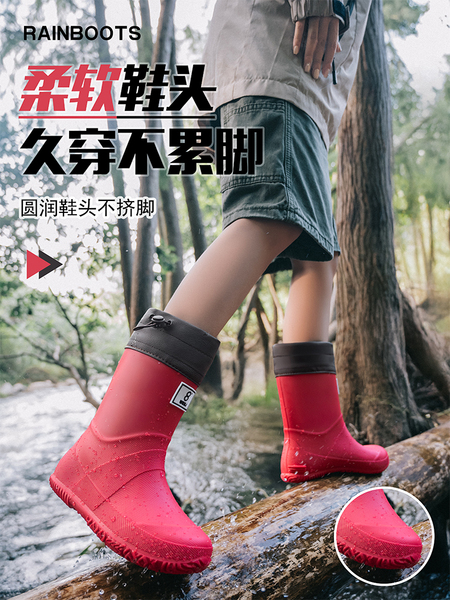 儿童轻便雨鞋可折叠雨靴男女情侣雨林登山雨靴防滑防水鞋中高筒女 — 4