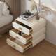 Cream Solid Wood Bedside Table Bedroom Simple Modern Leather Bedside Cabinet Three-Pump Three-Level Storage Cabinet Storage