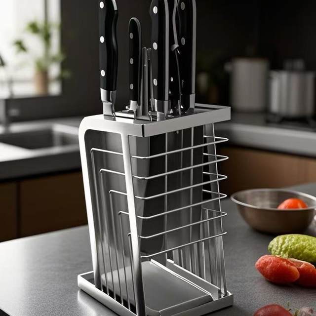 304 stainless steel kitchen knife stand storage rack countertop multi-function tool storage 2025 new kitchen knife placement seat