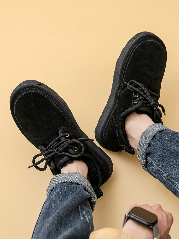 FUR INTEGRATED SNOW BOOTS MENS 2023 WINTER NEW FLEECE THICKENED BREAD SHOES COLD-RESISTANT WOOL NORTHEAST COTTON SHOES