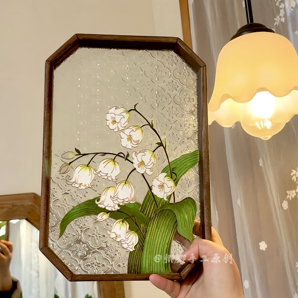 【幽谷铃兰】手工diy掐丝珐琅画材料包景泰蓝新中式玻璃茶盘摆件