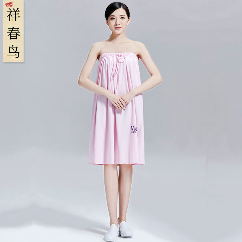 BEAUTY SALON BATH SKIRT SPRING AND SUMMER HOTEL SOLID COLOR BATHROBE SAUNA STEAM HEALTH CLUB WOMENS BATHROBE PURE COTTON