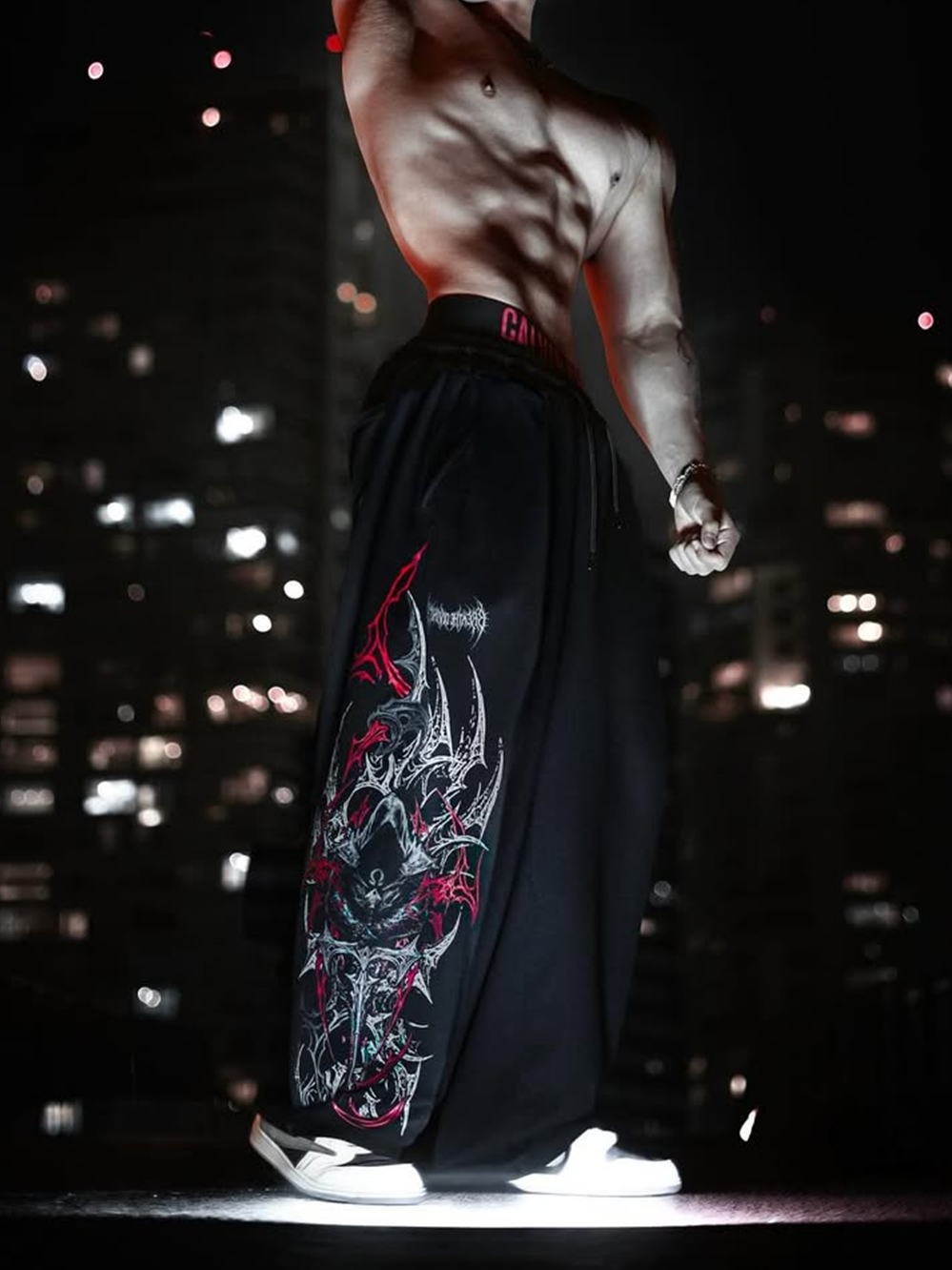 Breathedivinity潮流印花暗黑风长裤美式宽松休闲直筒裤跑步裤子