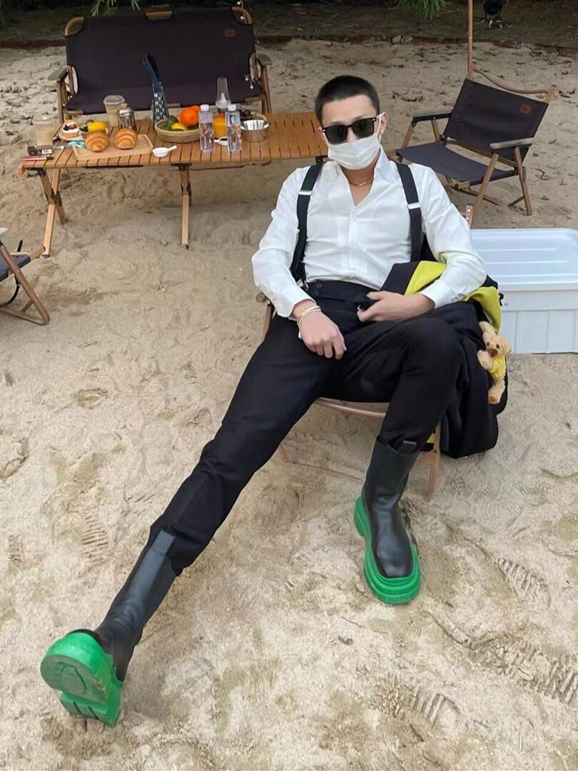 INTERNET CELEBRITY AHIGO BOTH MALE AND FEMALE COUPLE BOOTS HEIGHTENED THICKSOLE CHELSEA BOOTS MENS PLUS SIZE MEDIUM CARGO BOOTS