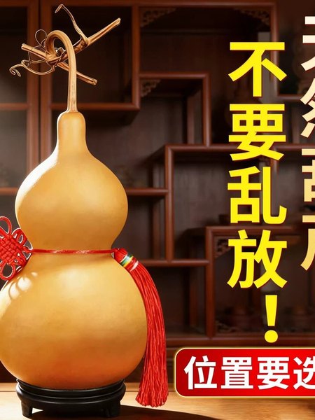 天然葫芦挂件真胡芦中国结开口门对门客厅带龙头招财摆件大号文玩