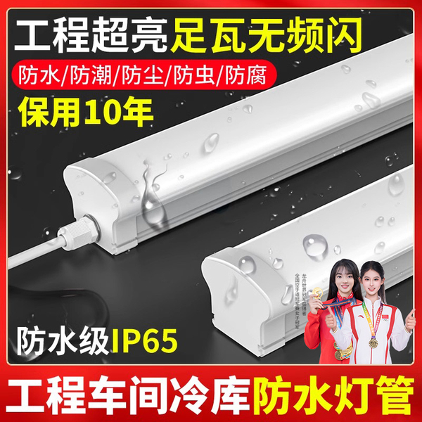 led长条一体化条形防水户外三防冻冷库车间工厂澡堂超亮日光灯管