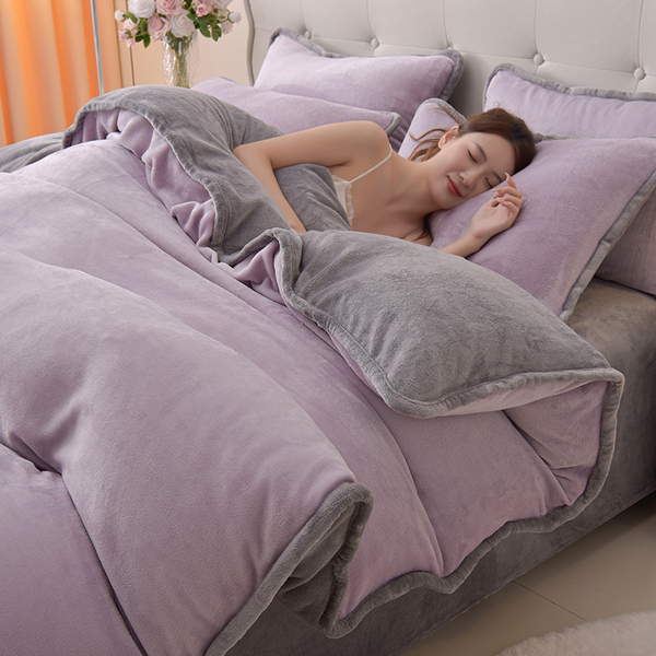 简约风牛奶绒四件套加厚珊瑚绒纯色床单被套单件加绒2025新款冬季