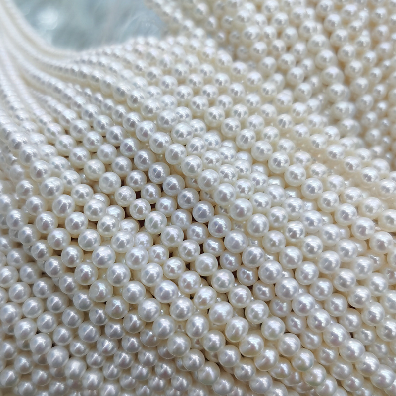 QUSHE JEWELRY 4-5MM 라운드 미니 작은 진주 목걸이 반제품 천연 담수 진주 목걸이 루즈 비즈