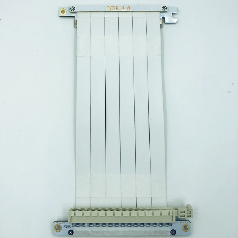 JHH PURE WHITE GRAPHICS CARD EXTENSION CORD PCIE X16 TRANSFER WIRING ITX A4 SSUPD CHASSIS ADAPTER LINE