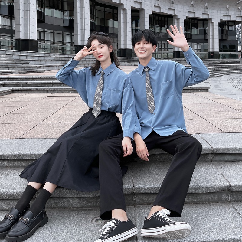 JK UNIFORM SUMMER DK SHIRT COUPLE CLASS UNIFORM BRITISH COLLEGE STYLE JUNIOR HIGH SCHOOL AND HIGH SCHOOL STUDENTS GRADUATION SEASON UNIFORM