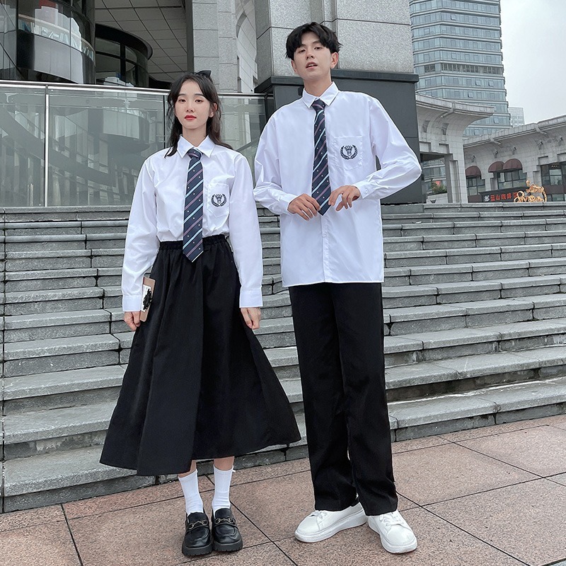 DOUYIN THE SAME SPRING AND AUTUMN DK SHIRT MALE AND FEMALE COUPLE SUITS BRITISH STYLE STUDENT CLASS UNIFORMS SHIRTS GRADUATION SEASON JK UNIFORMS