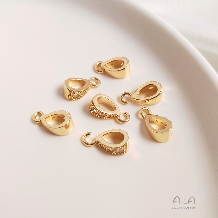 색상 보존 펜던트 가방 14K 리얼 골드 상감 지르콘 멜론 씨앗 버클 수제 DIY 목걸이 교수형 버클 펜던트 버클 쥬얼리 액세서리