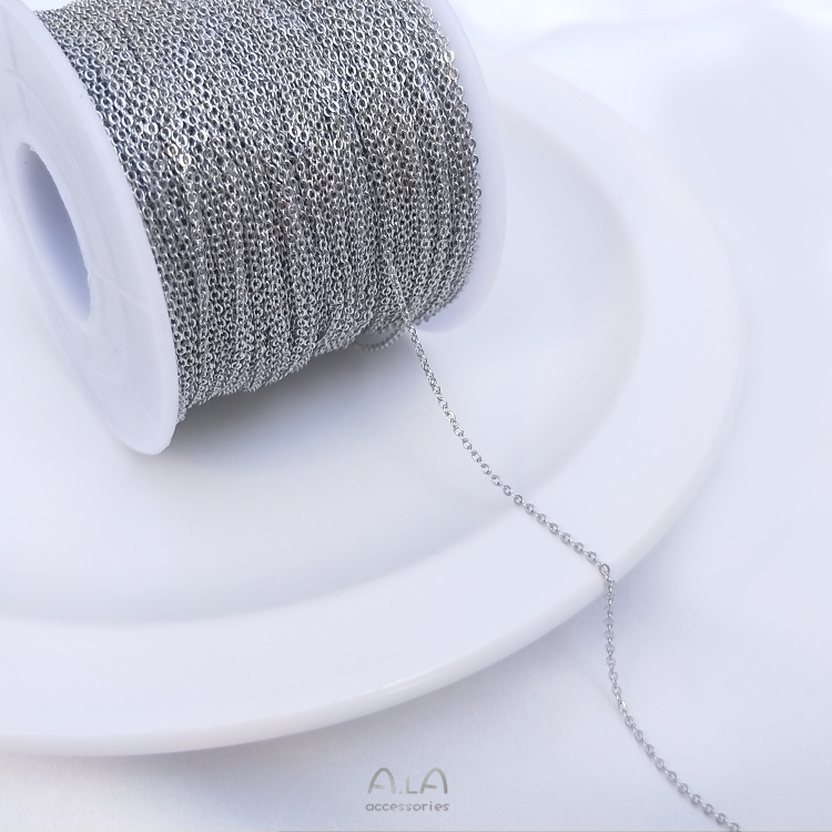 색상 보존 구리 체인 백금 도금 플랫 O 체인 얇은 체인 O 자형 체인 목걸이 팔찌 소재 DIY 쥬얼리 루스 체인 액세서리