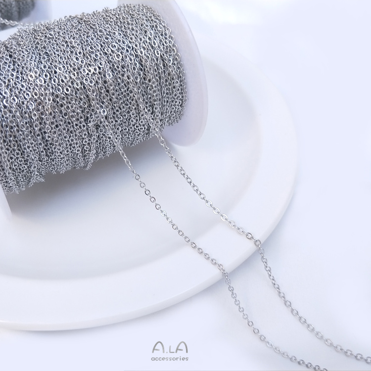 색상 보존 구리 체인 백금 도금 플랫 O 체인 얇은 체인 O 자형 체인 목걸이 팔찌 소재 DIY 쥬얼리 루스 체인 액세서리