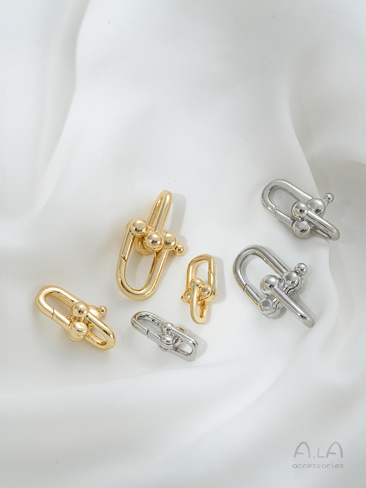 14K GOLD-FILLED COLOR-RETAINING U-SHAPED SPRING BUCKLE ACCESSORIES DIY BRACELET NECKLACE U-SHAPED CHAIN CLOSURE CONNECTING CLASP EARRING CHARM