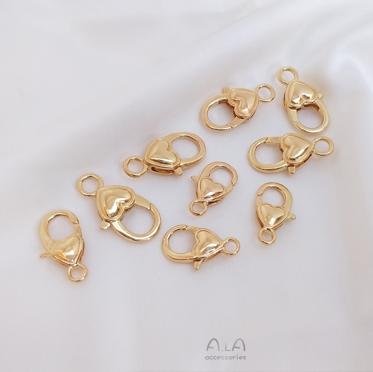 색상 보존 봄 랍스터 버클 14K 금 덮인 사랑 키 체인 버클 DIY 수제 보석 장식 액세서리 소재