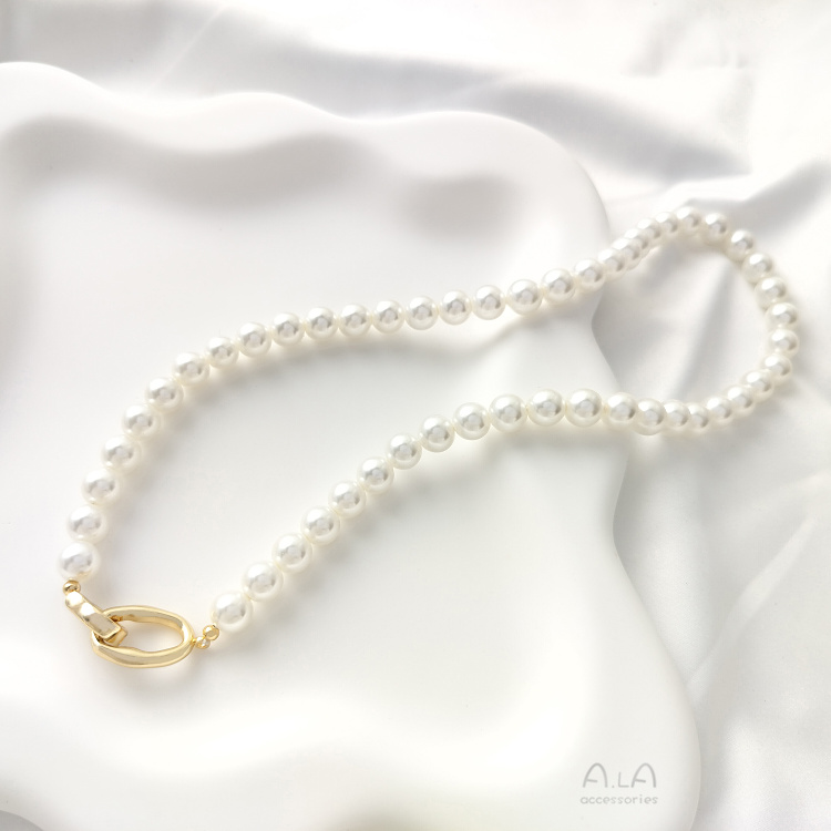 14K GOLD-FILLED SPECIAL-SHAPED OVAL DOUBLE LOOP BUCKLE PEARL BRACELET MATERIAL NECKLACE PENDANT CONNECTION BUCKLE DIY JEWELRY ACCESSORIES