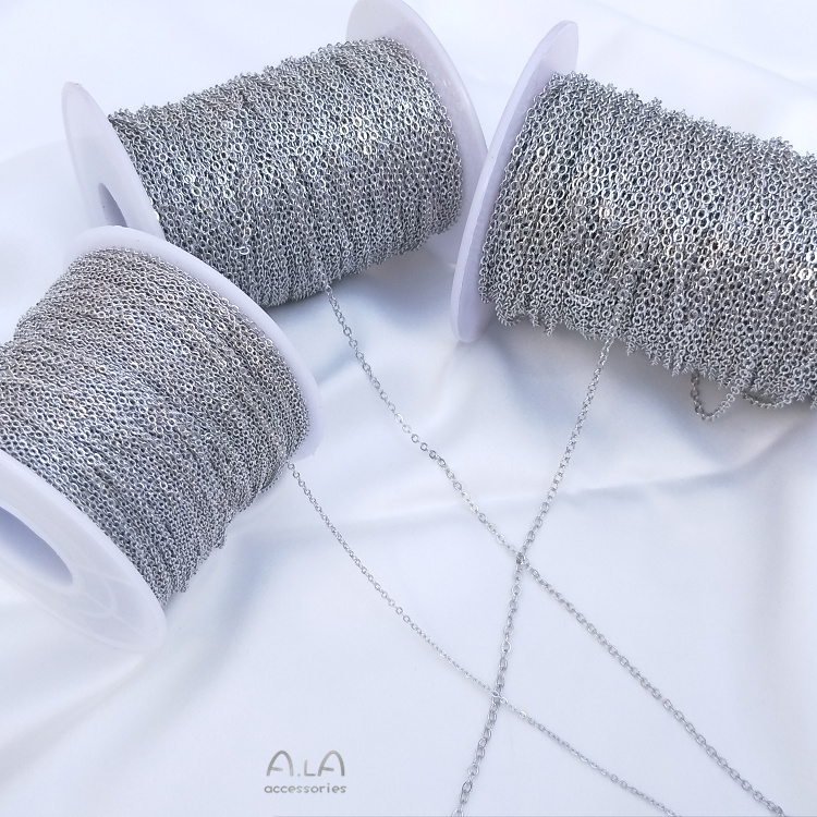 색상 보존 구리 체인 백금 도금 플랫 O 체인 얇은 체인 O 자형 체인 목걸이 팔찌 소재 DIY 쥬얼리 루스 체인 액세서리