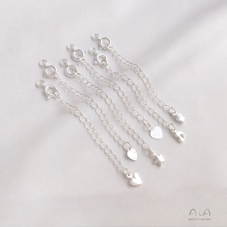 SILVER SPRING BUCKLE TAIL CHAIN COPPER PLATED THICK SILVER COLOR RETENTION EXTENSION CHAIN DIY BRACELET NECKLACE ENDING BUCKLE EXTENSION CHAIN ACCESSORIES