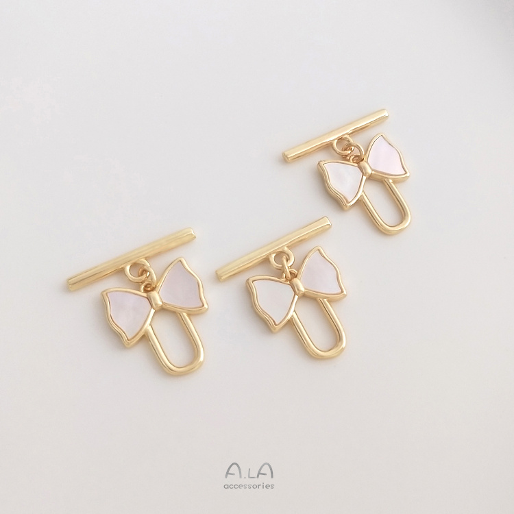 색상 보존 14K 금으로 채워진 천연 자개 활 OT 버클 팔찌 목걸이 진주 보석 연결 버클 액세서리