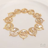 Медные знаки зодиака, ожерелье, подвеска, цирконий, 14 карат, золотой цвет, микроинкрустация, изысканный стиль