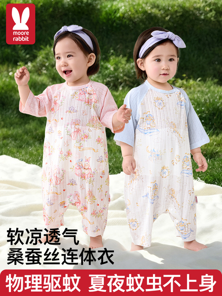 宝宝睡衣纯棉a类儿童睡衣男女孩婴儿连体睡裙夏薄款空调服家居服