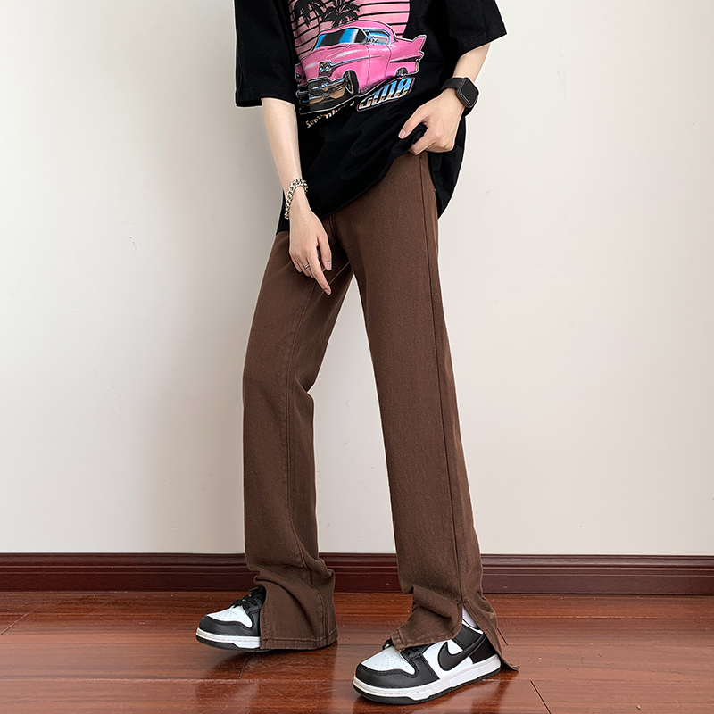HIGH STREET VIBE AMERICAN PANT OVERSIZE DESIGN SENSE LEG SPLIT SLIGHTLY FLARED PANT LOOSE STRAIGHT LEG PANTS