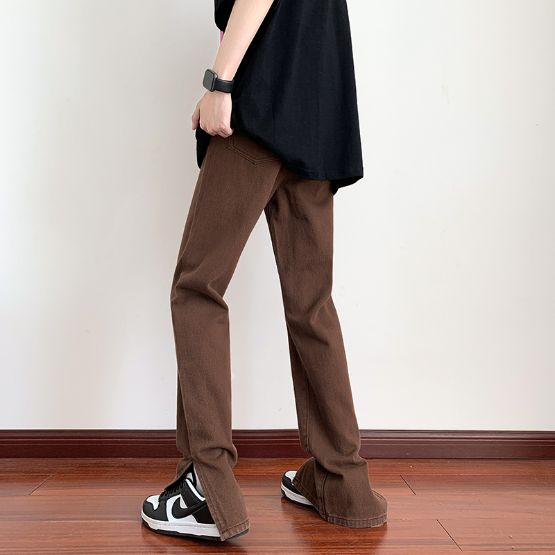 HIGH STREET VIBE AMERICAN PANT OVERSIZE DESIGN SENSE LEG SPLIT SLIGHTLY FLARED PANT LOOSE STRAIGHT LEG PANTS