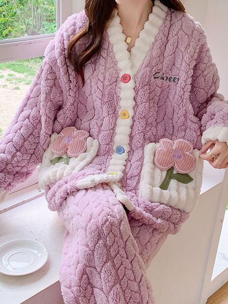 2026珊瑚绒月子服冬产后孕妇睡衣大码产妇喂奶哺乳保暖加厚家居服