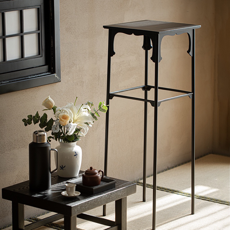 와비사비 스타일 수제 철제 꽃꽂이 새로운 중국식 화단 일본식 차 공간 선반 분재 꽃병