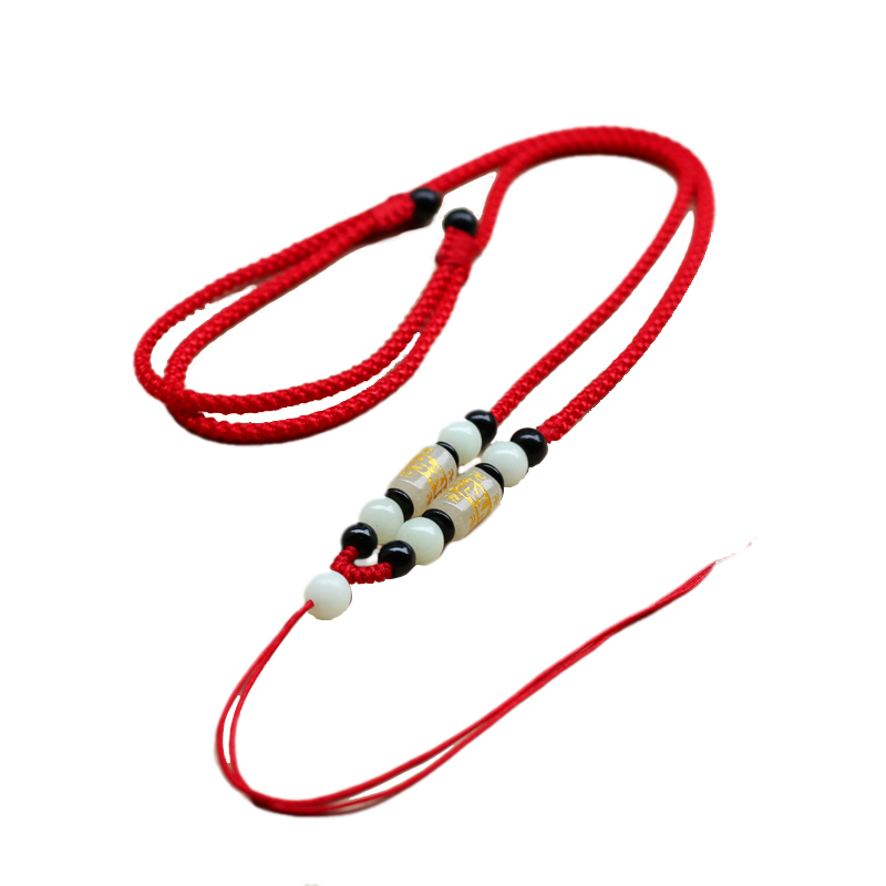 LUMINOUS STONE HAND-WOVEN PENDANT LANYARD GOLD JADE FEMALE JADE PENDANT LUMINOUS NECKLACE ROPE HANGING NECK NECK ROPE MALE