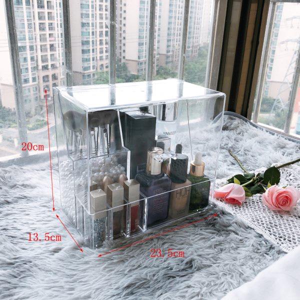 Internet celebrity desktop cosmetic storage box Nordic ins simple household storage rack makeup brush dustproof storage with cover