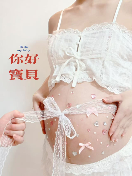 孕妇照在家自拍道具贴纸氛围感小众设计可爱粉蝴蝶贴纸装饰孕肚贴